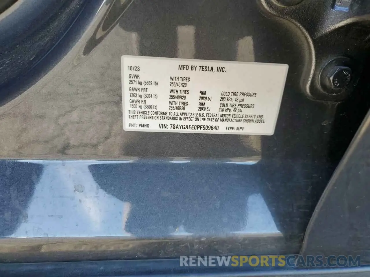 15 Фотография поврежденного автомобиля 7SAYGAEE0PF909640 TESLA MODEL Y 2023