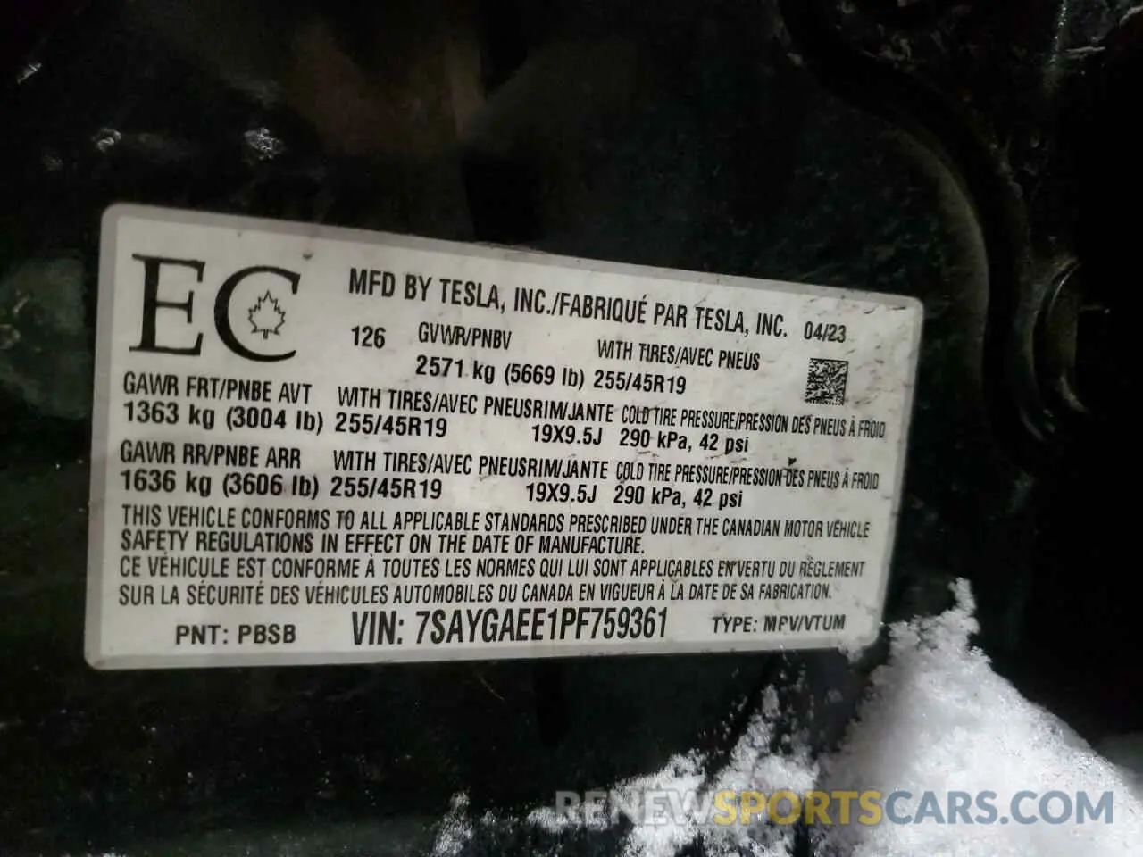 13 Фотография поврежденного автомобиля 7SAYGAEE1PF759361 TESLA MODEL Y 2023