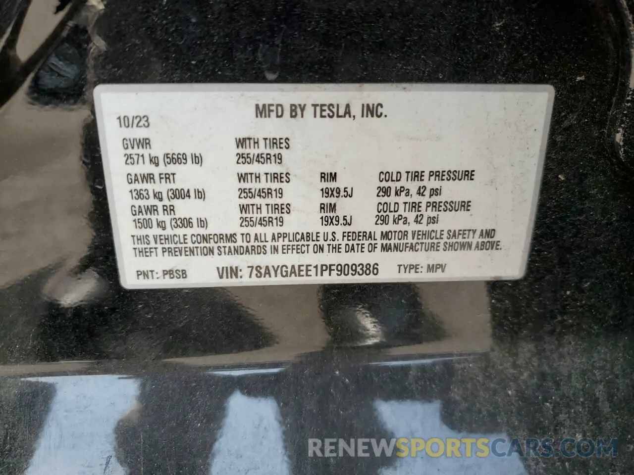 13 Photograph of a damaged car 7SAYGAEE1PF909386 TESLA MODEL Y 2023