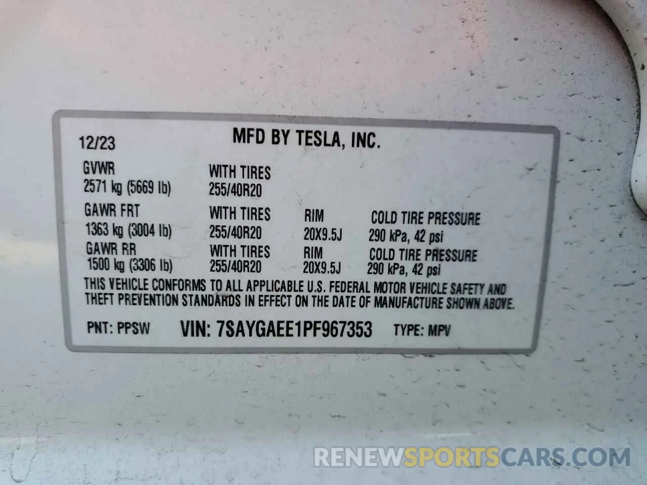 14 Photograph of a damaged car 7SAYGAEE1PF967353 TESLA MODEL Y 2023