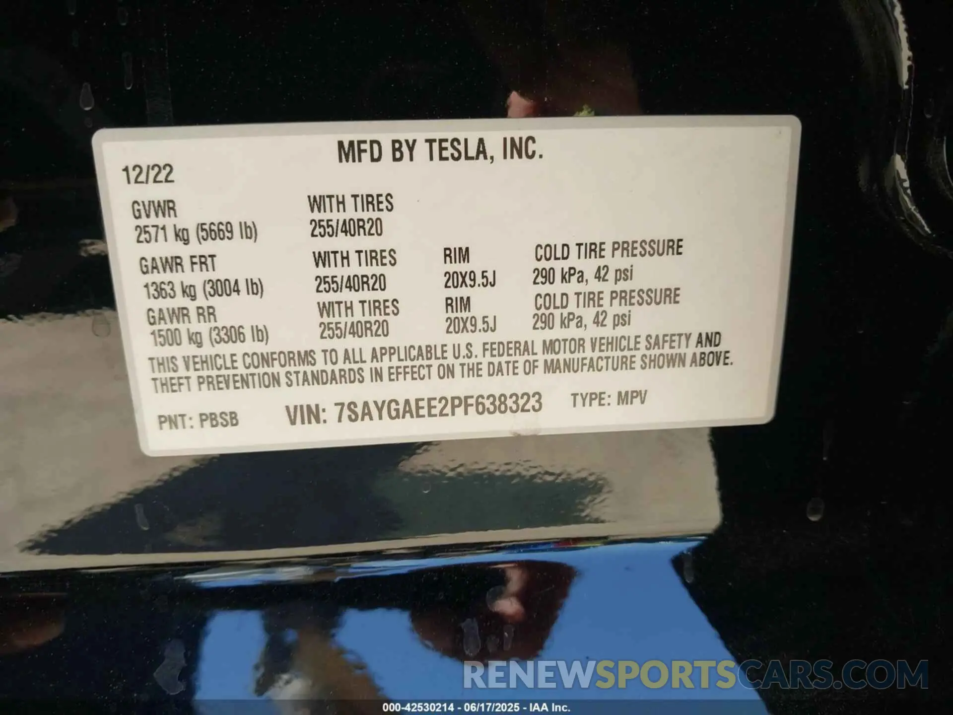 9 Фотография поврежденного автомобиля 7SAYGAEE2PF638323 TESLA MODEL Y 2023