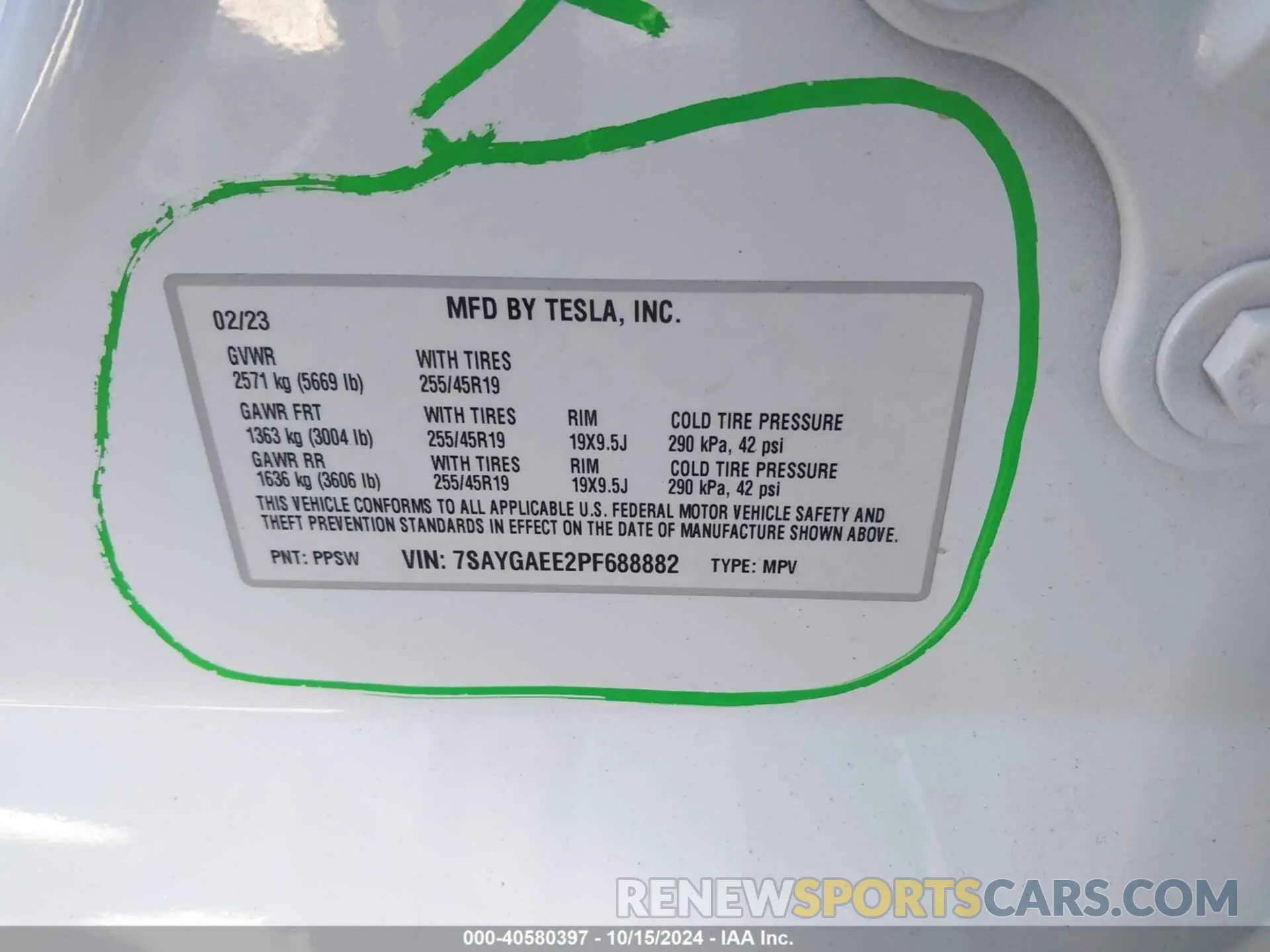 9 Фотография поврежденного автомобиля 7SAYGAEE2PF688882 TESLA MODEL Y 2023