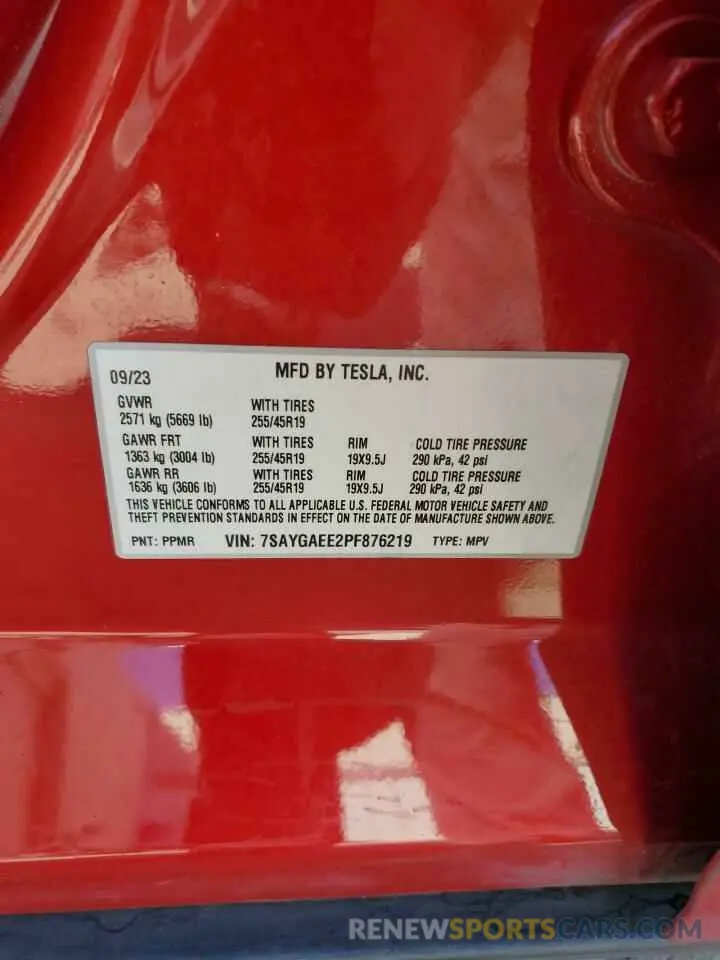 13 Photograph of a damaged car 7SAYGAEE2PF876219 TESLA MODEL Y 2023