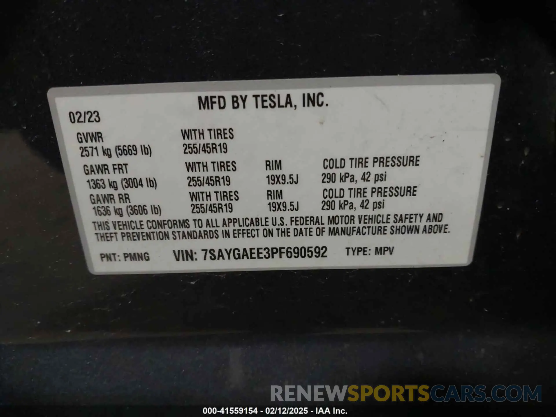 9 Фотография поврежденного автомобиля 7SAYGAEE3PF690592 TESLA MODEL Y 2023