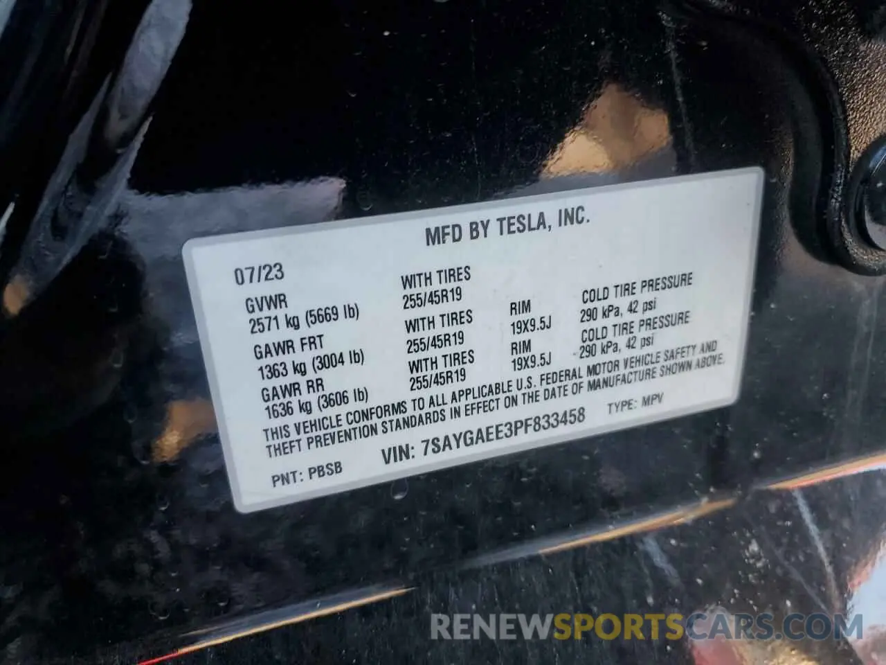 15 Фотография поврежденного автомобиля 7SAYGAEE3PF833458 TESLA MODEL Y 2023