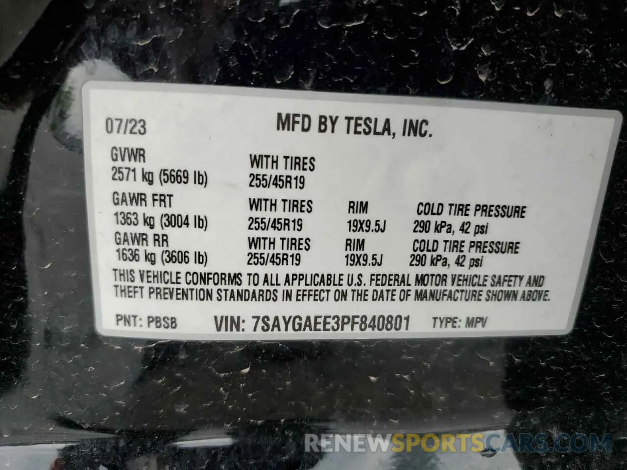 15 Фотография поврежденного автомобиля 7SAYGAEE3PF840801 TESLA MODEL Y 2023