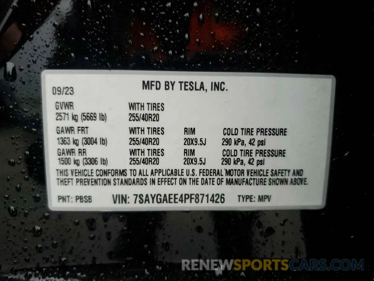 14 Photograph of a damaged car 7SAYGAEE4PF871426 TESLA MODEL Y 2023