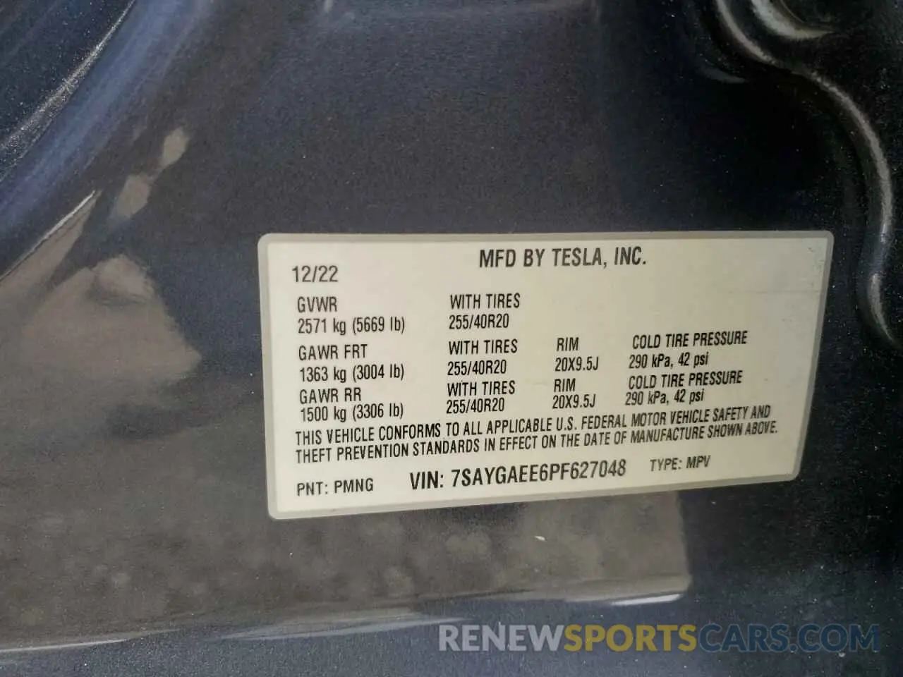 13 Фотография поврежденного автомобиля 7SAYGAEE6PF627048 TESLA MODEL Y 2023