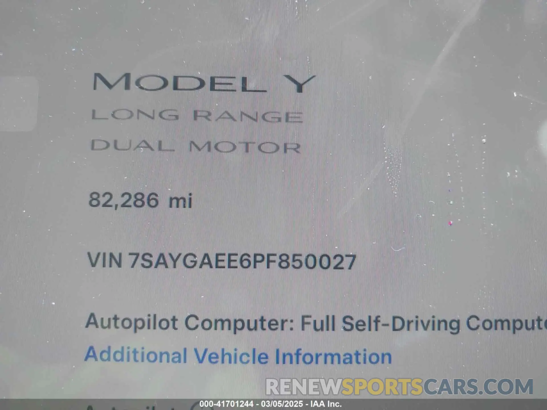15 Фотография поврежденного автомобиля 7SAYGAEE6PF850027 TESLA MODEL Y 2023