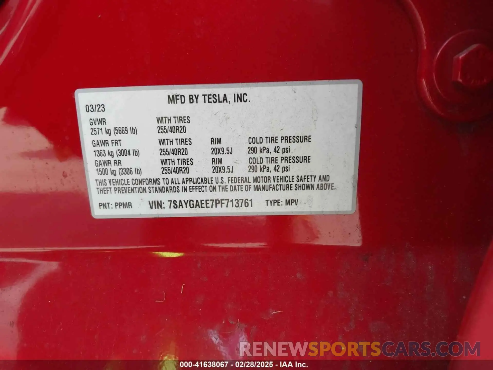9 Photograph of a damaged car 7SAYGAEE7PF713761 TESLA MODEL Y 2023