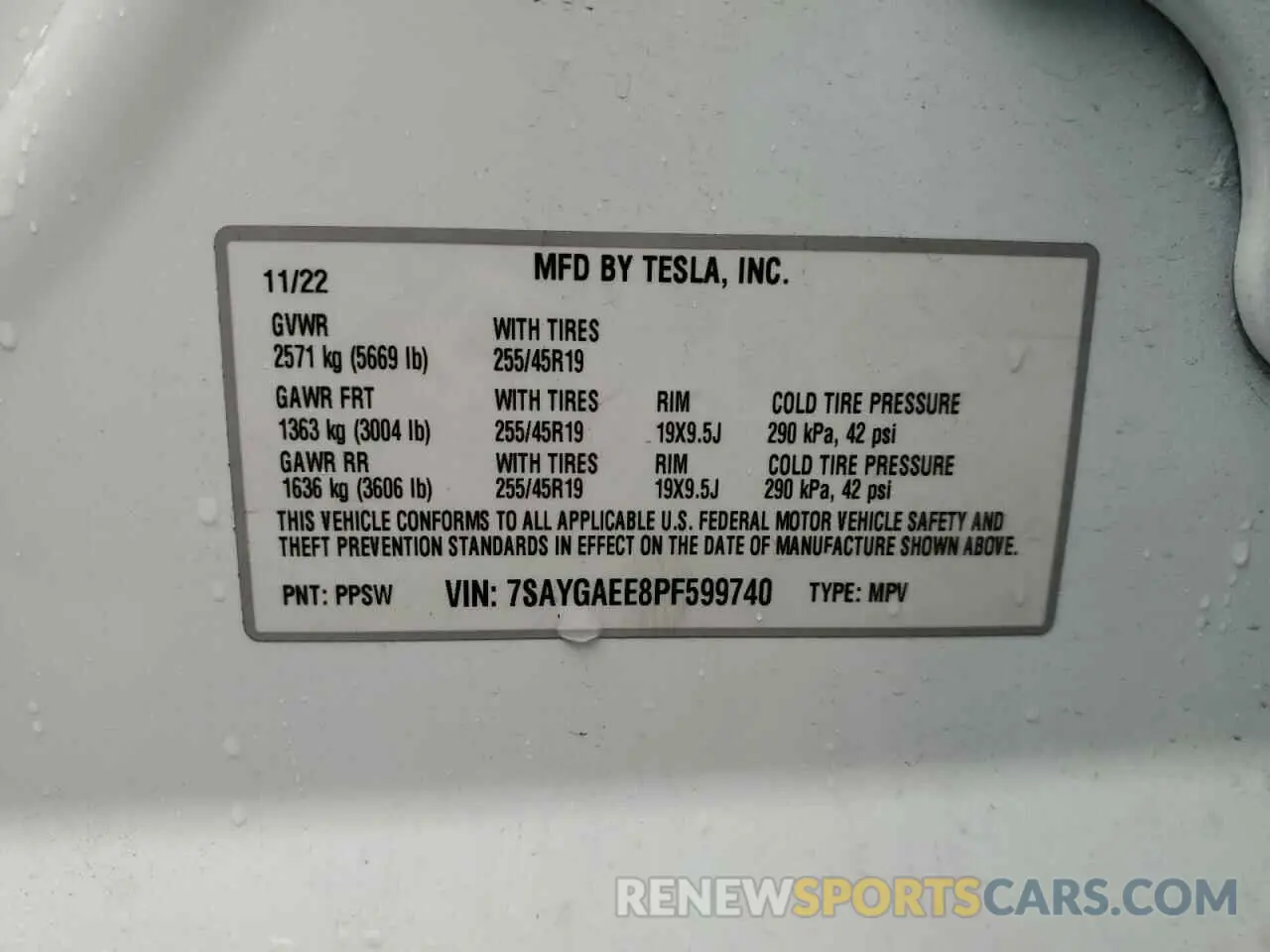 14 Фотография поврежденного автомобиля 7SAYGAEE8PF599740 TESLA MODEL Y 2023