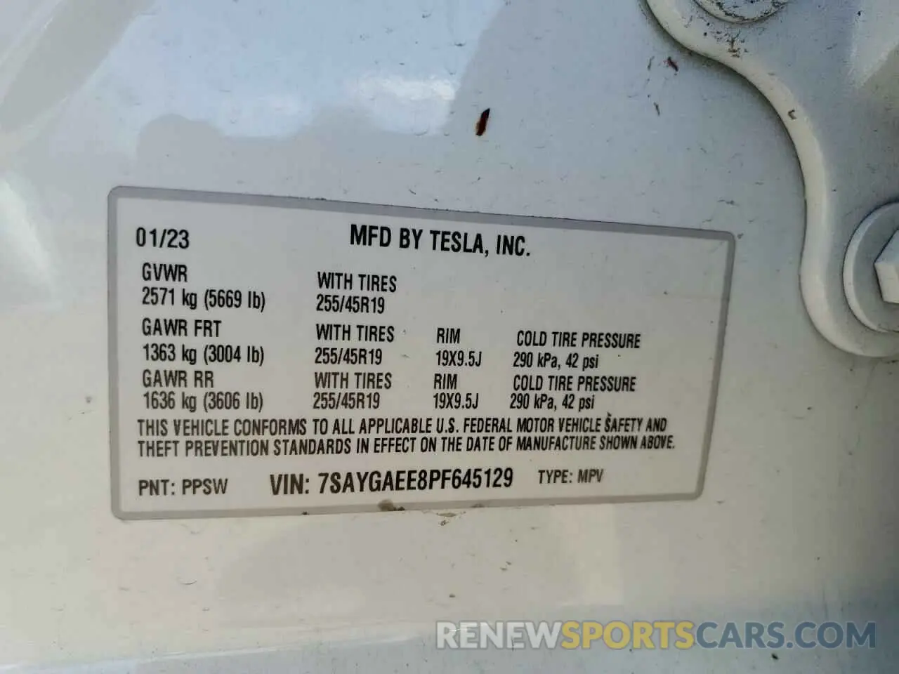 14 Фотография поврежденного автомобиля 7SAYGAEE8PF645129 TESLA MODEL Y 2023