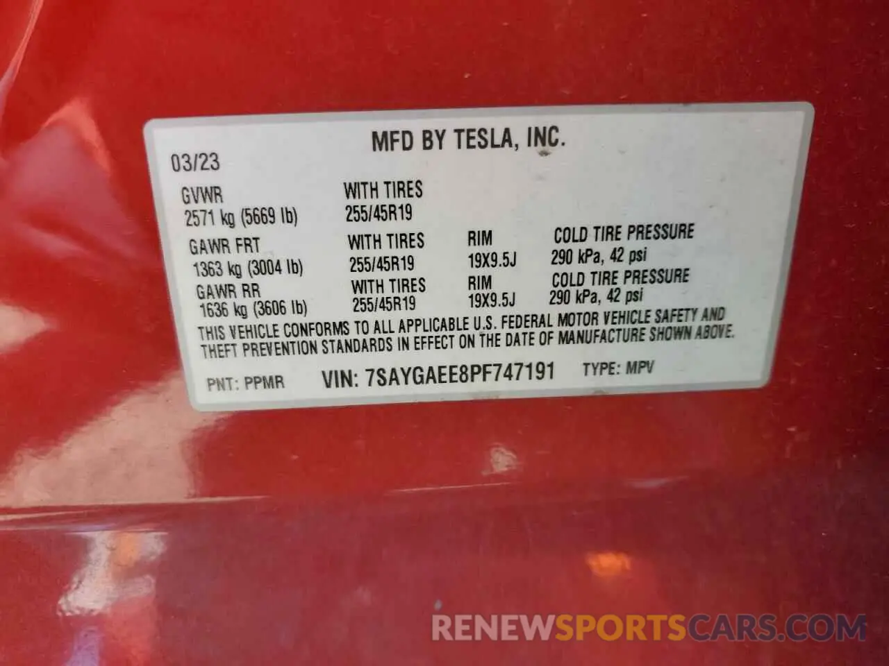 12 Фотография поврежденного автомобиля 7SAYGAEE8PF747191 TESLA MODEL Y 2023