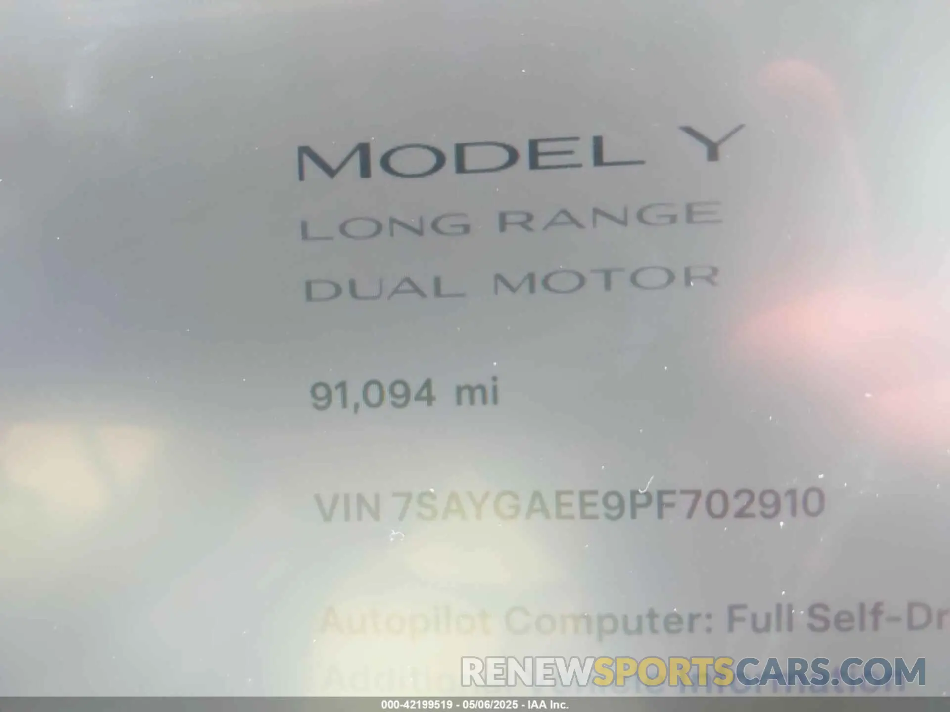 15 Фотография поврежденного автомобиля 7SAYGAEE9PF702910 TESLA MODEL Y 2023