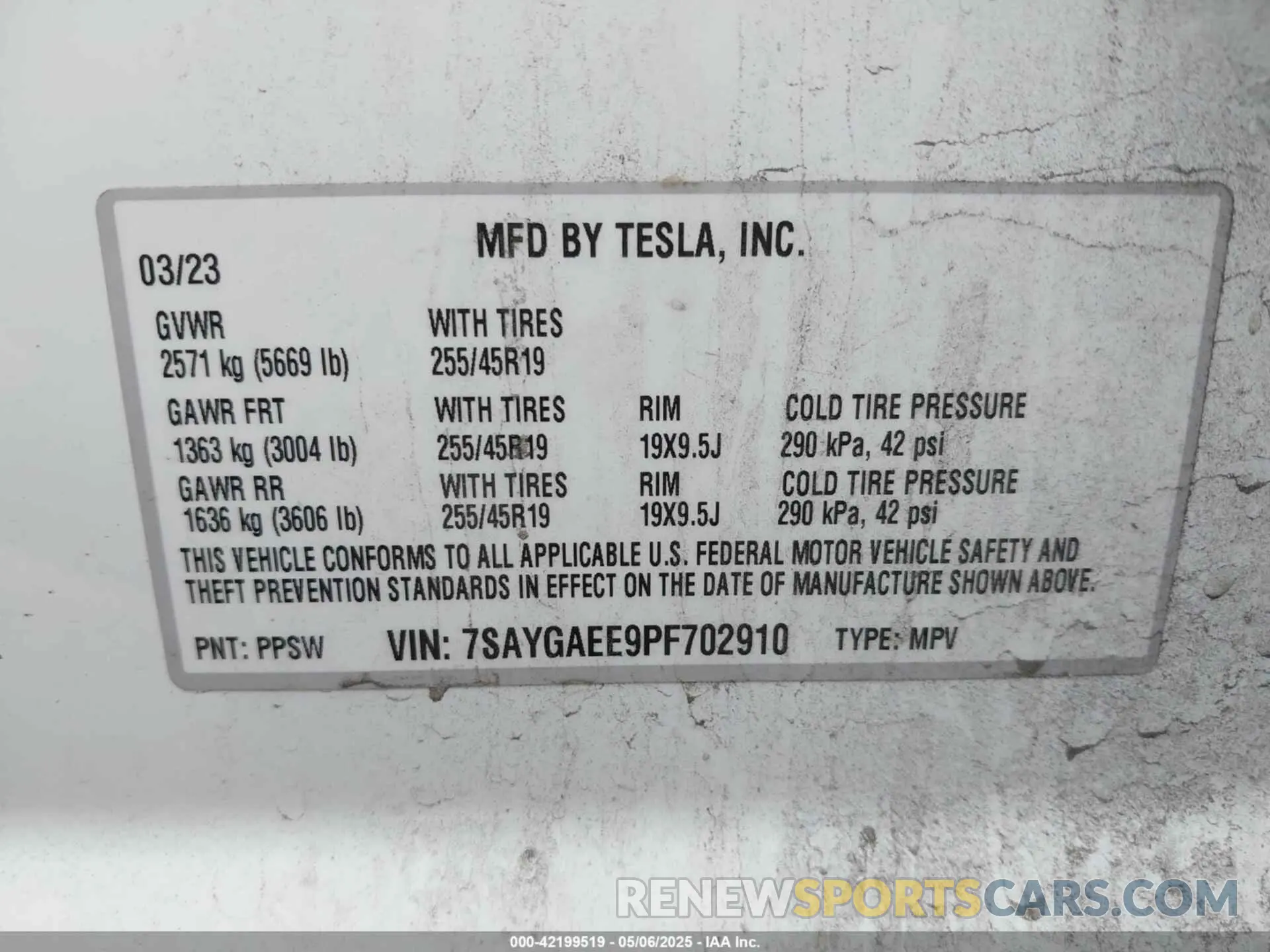 9 Фотография поврежденного автомобиля 7SAYGAEE9PF702910 TESLA MODEL Y 2023
