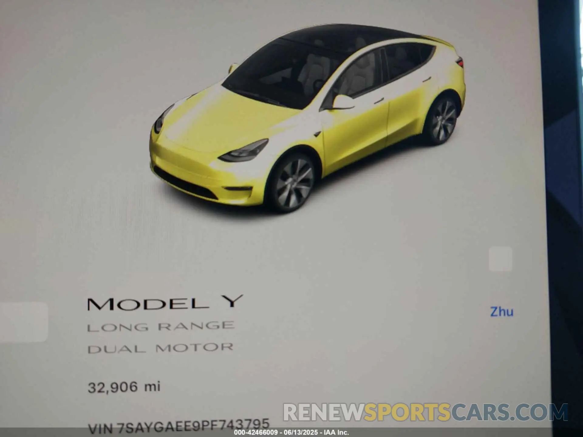 7 Фотография поврежденного автомобиля 7SAYGAEE9PF743795 TESLA MODEL Y 2023