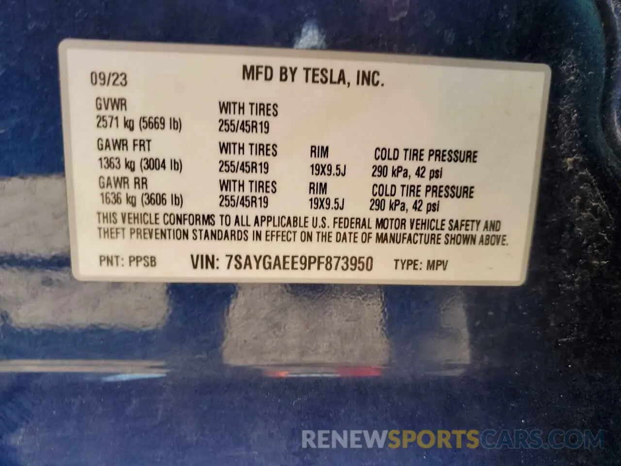 14 Photograph of a damaged car 7SAYGAEE9PF873950 TESLA MODEL Y 2023