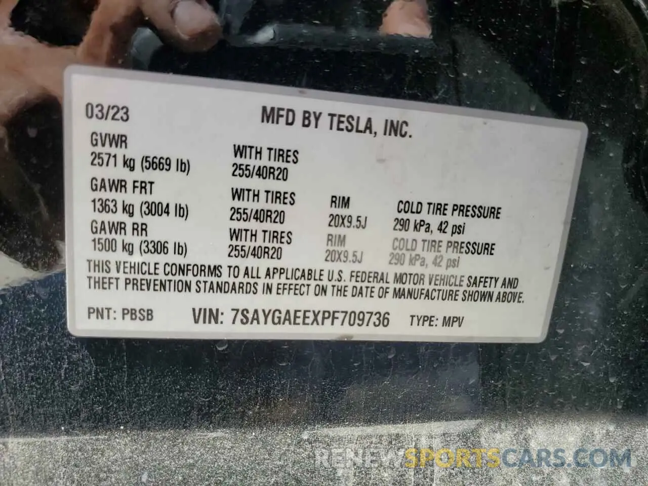 12 Photograph of a damaged car 7SAYGAEEXPF709736 TESLA MODEL Y 2023