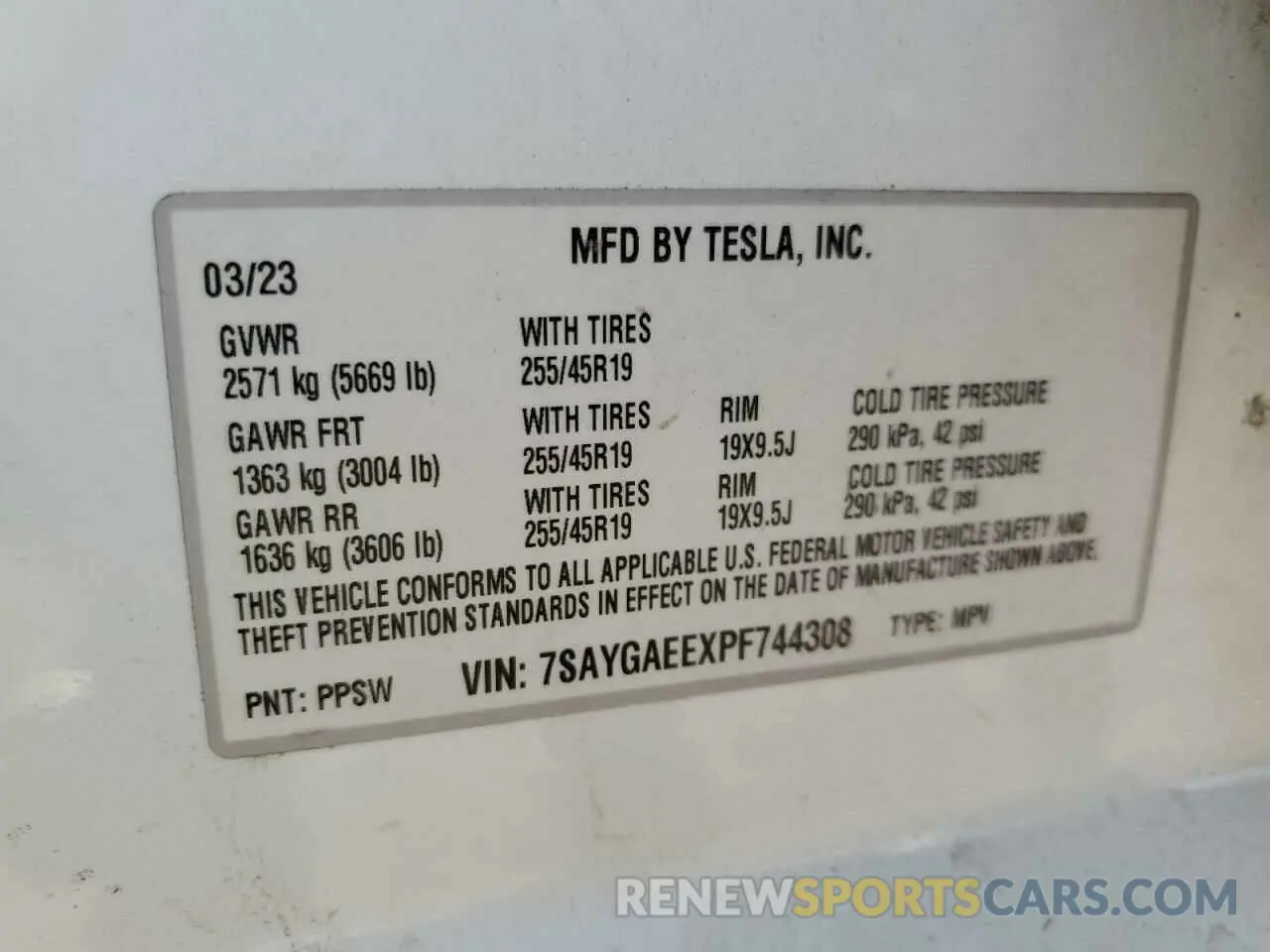 13 Photograph of a damaged car 7SAYGAEEXPF744308 TESLA MODEL Y 2023