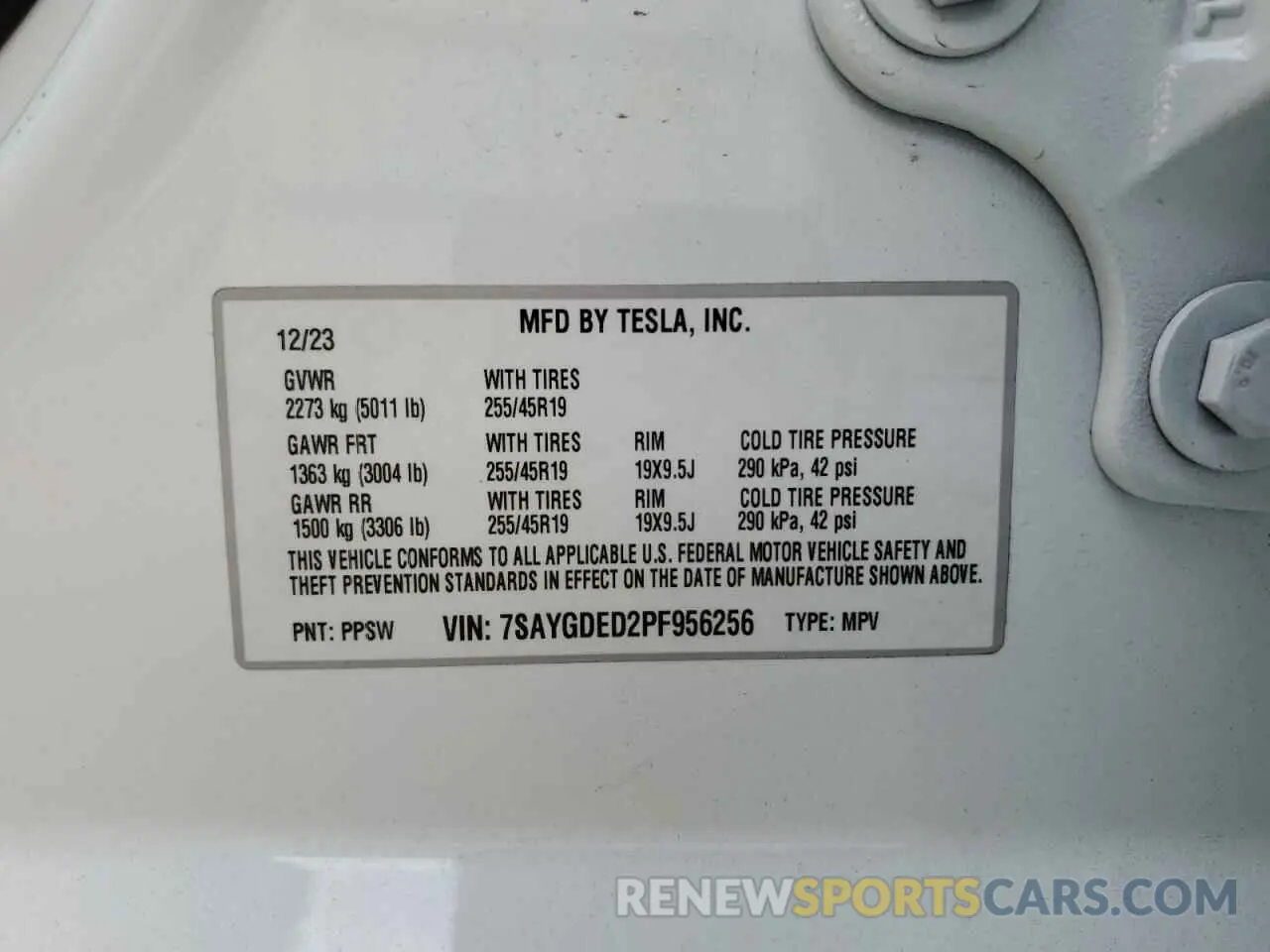 12 Photograph of a damaged car 7SAYGDED2PF956256 TESLA MODEL Y 2023