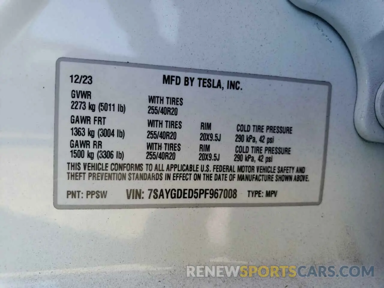 12 Фотография поврежденного автомобиля 7SAYGDED5PF967008 TESLA MODEL Y 2023