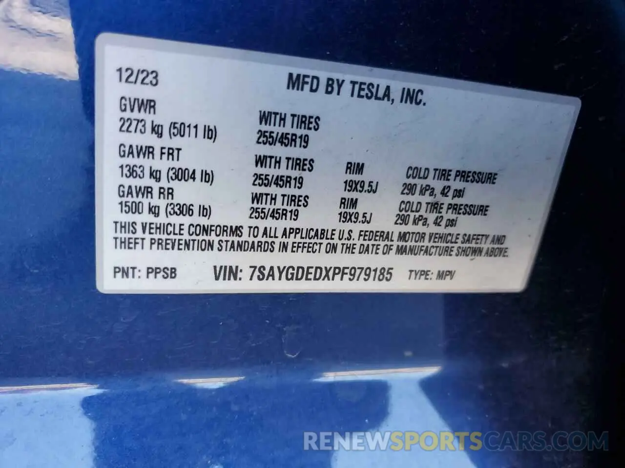 13 Фотография поврежденного автомобиля 7SAYGDEDXPF979185 TESLA MODEL Y 2023