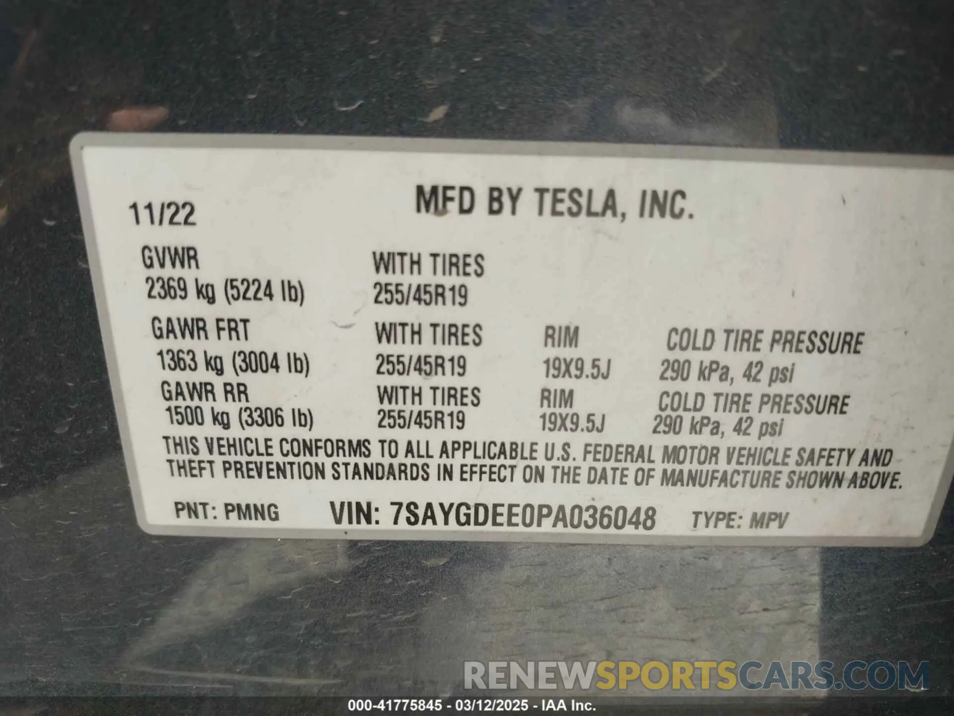 9 Photograph of a damaged car 7SAYGDEE0PA036048 TESLA MODEL Y 2023