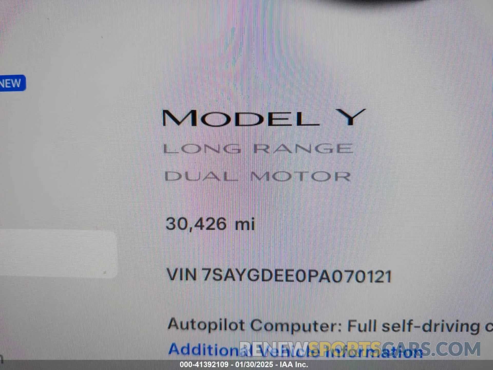 14 Фотография поврежденного автомобиля 7SAYGDEE0PA070121 TESLA MODEL Y 2023
