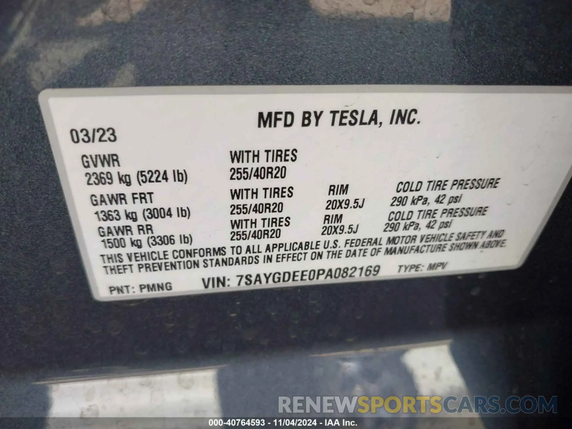 9 Фотография поврежденного автомобиля 7SAYGDEE0PA082169 TESLA MODEL Y 2023