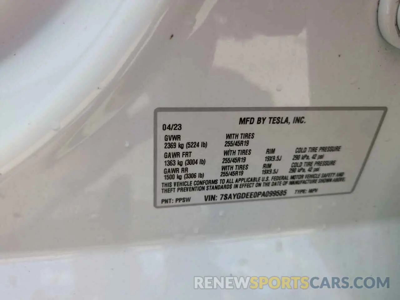 14 Фотография поврежденного автомобиля 7SAYGDEE0PA099585 TESLA MODEL Y 2023