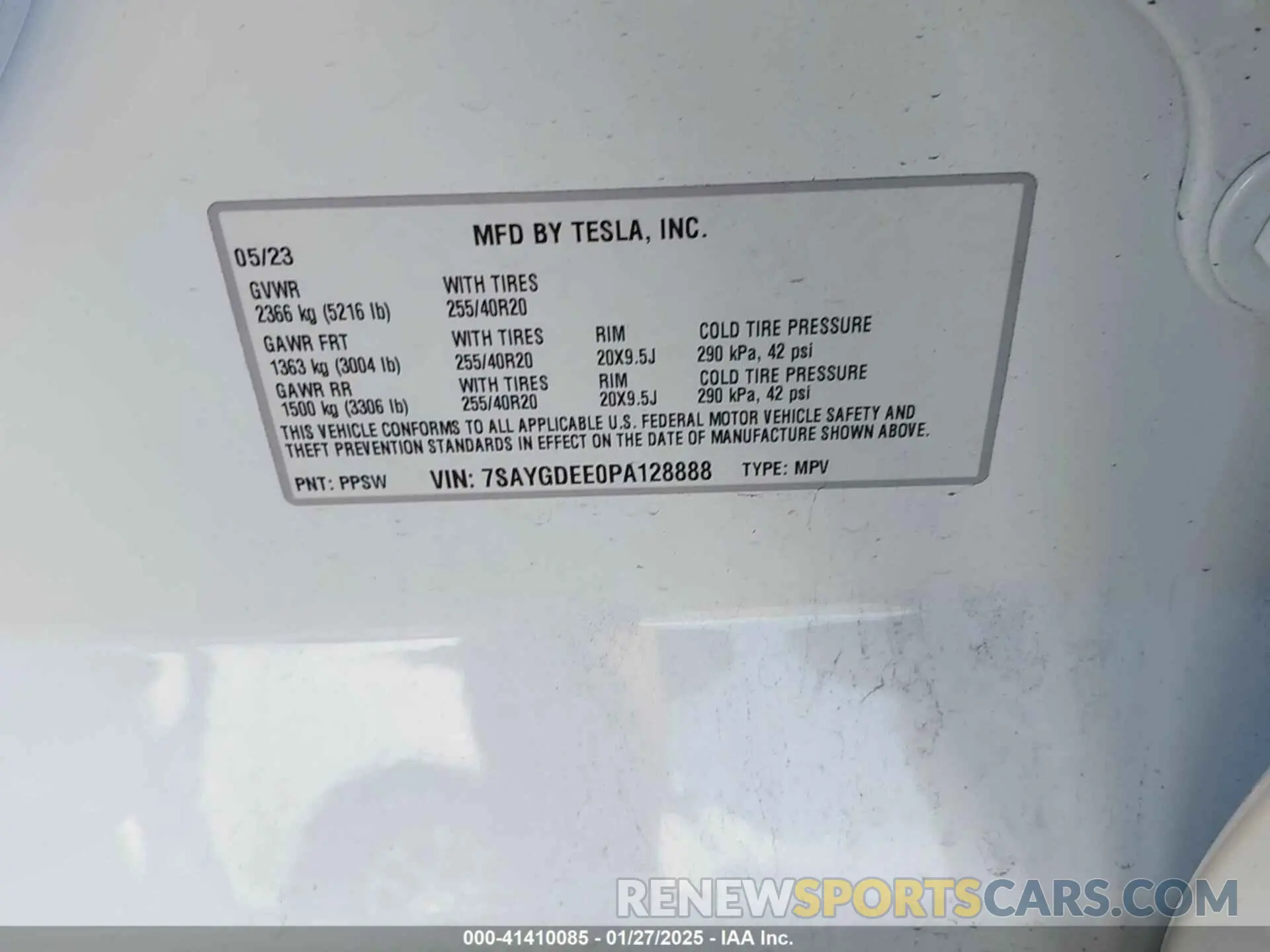 9 Фотография поврежденного автомобиля 7SAYGDEE0PA128888 TESLA MODEL Y 2023