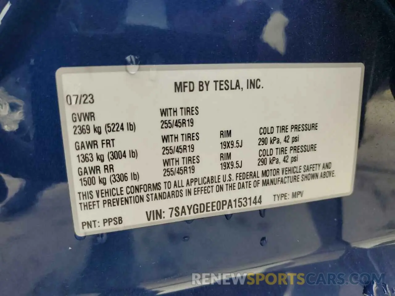 12 Фотография поврежденного автомобиля 7SAYGDEE0PA153144 TESLA MODEL Y 2023