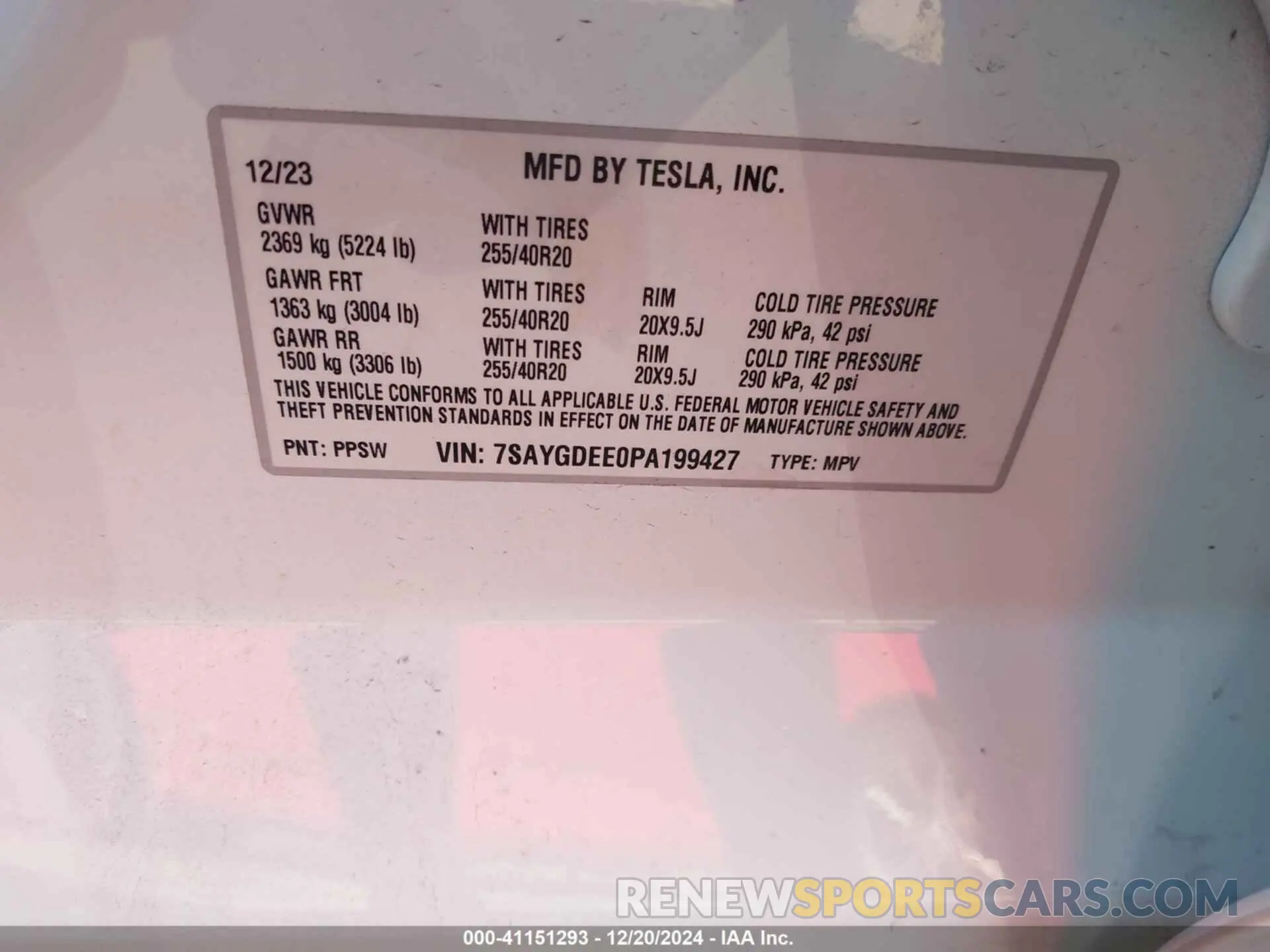 9 Photograph of a damaged car 7SAYGDEE0PA199427 TESLA MODEL Y 2023