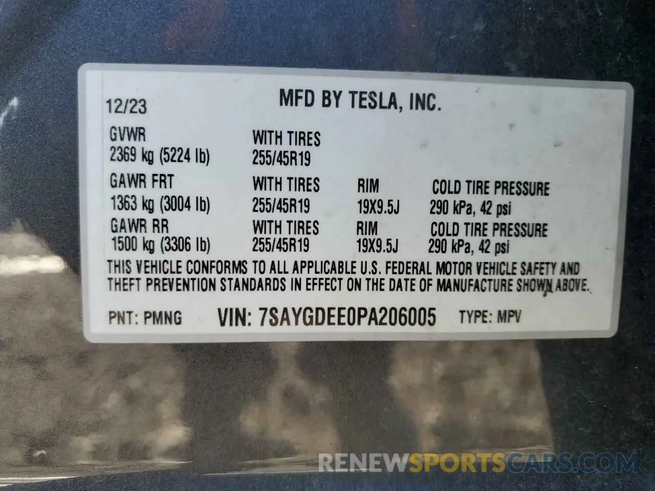 12 Фотография поврежденного автомобиля 7SAYGDEE0PA206005 TESLA MODEL Y 2023