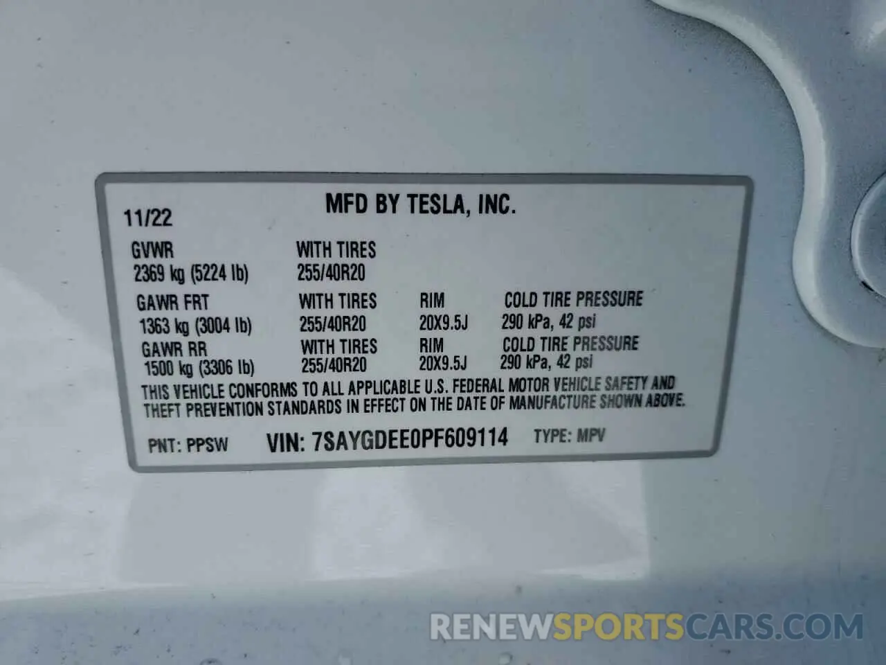 14 Фотография поврежденного автомобиля 7SAYGDEE0PF609114 TESLA MODEL Y 2023