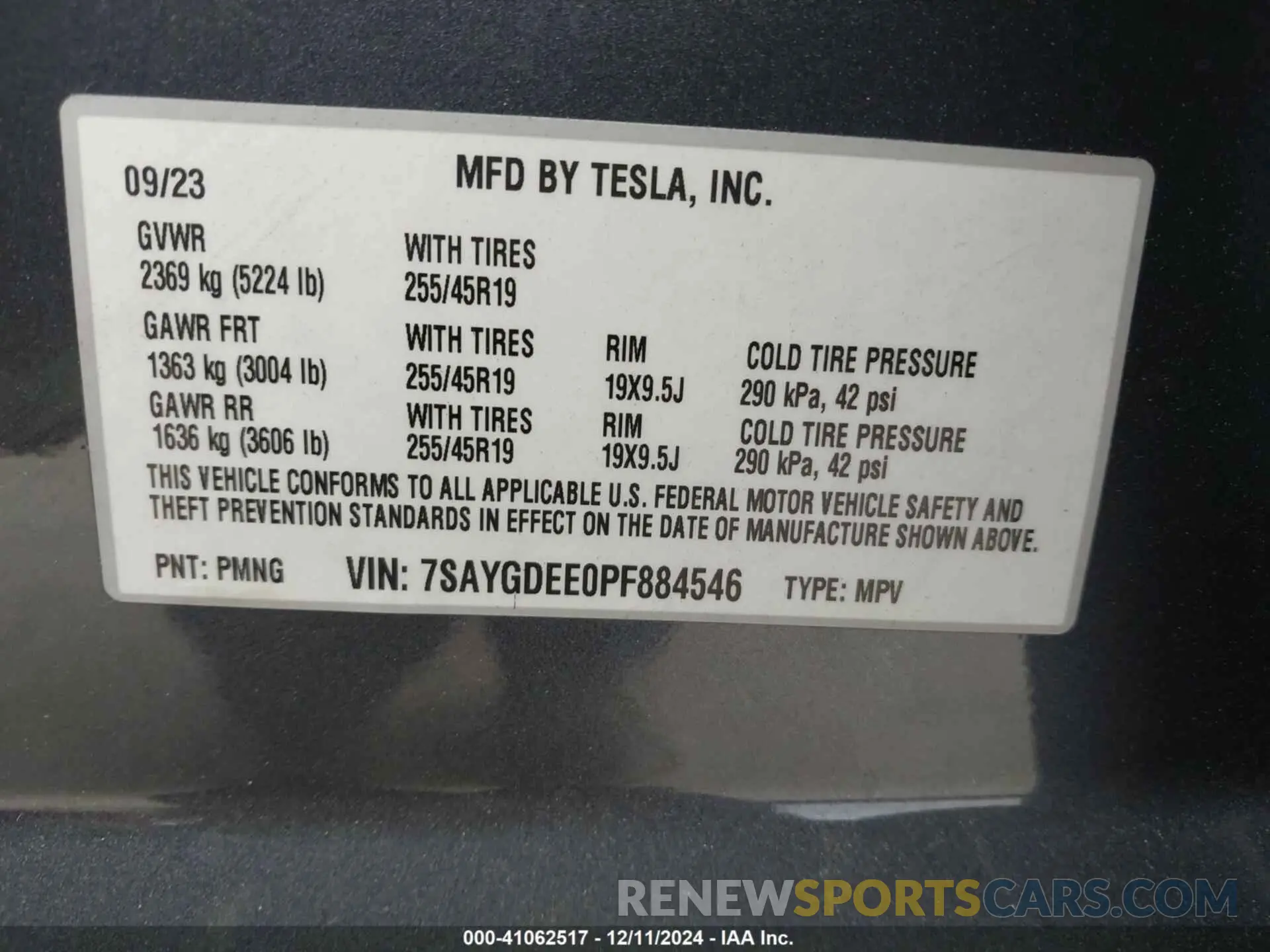 9 Photograph of a damaged car 7SAYGDEE0PF884546 TESLA MODEL Y 2023