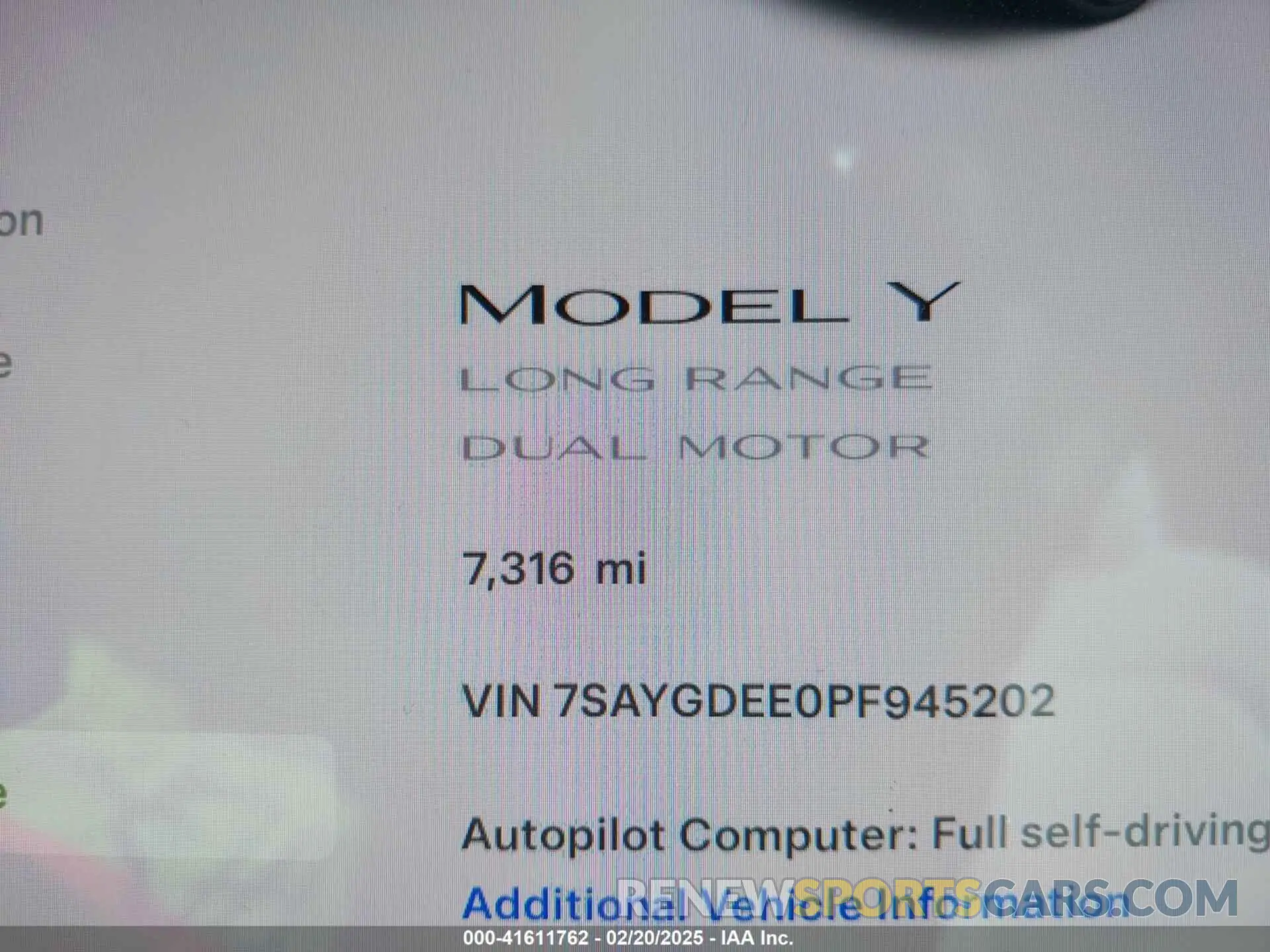 7 Фотография поврежденного автомобиля 7SAYGDEE0PF945202 TESLA MODEL Y 2023