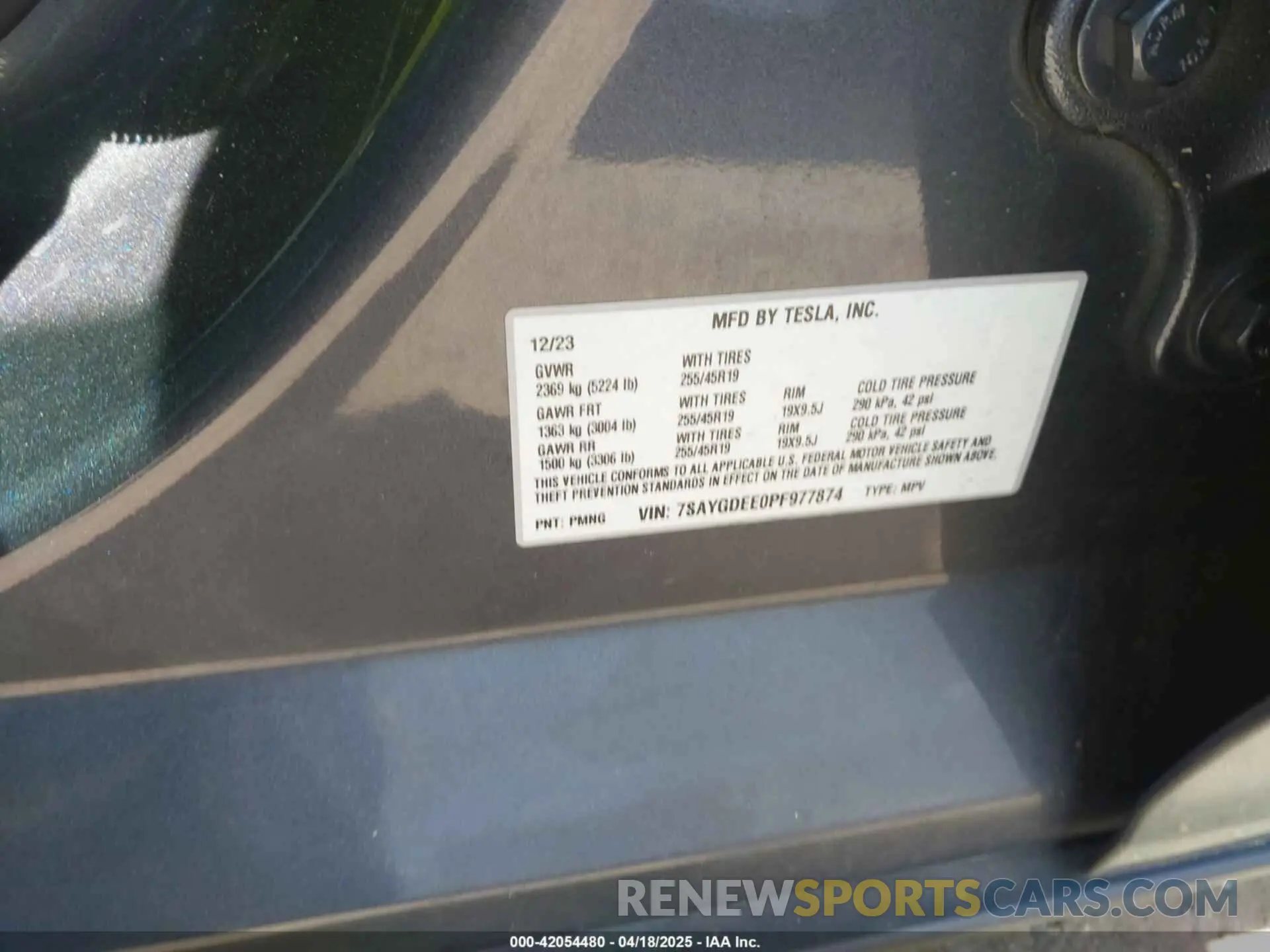 9 Фотография поврежденного автомобиля 7SAYGDEE0PF977874 TESLA MODEL Y 2023