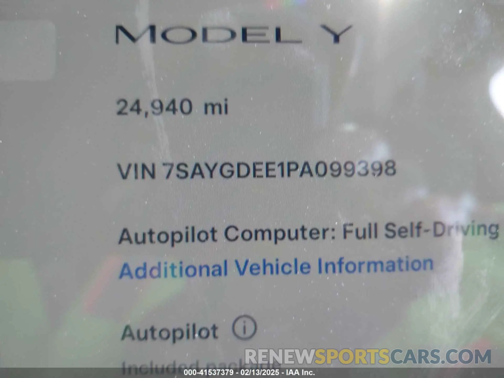 9 Фотография поврежденного автомобиля 7SAYGDEE1PA099398 TESLA MODEL Y 2023