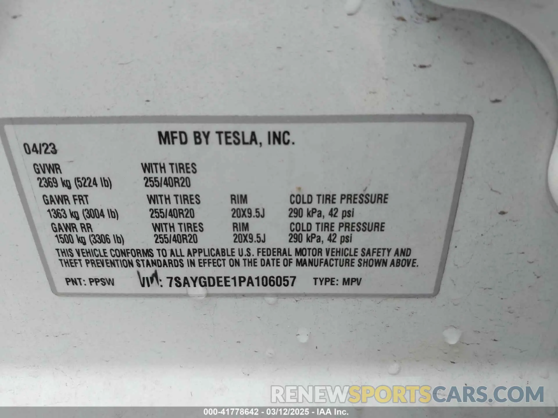 9 Фотография поврежденного автомобиля 7SAYGDEE1PA106057 TESLA MODEL Y 2023