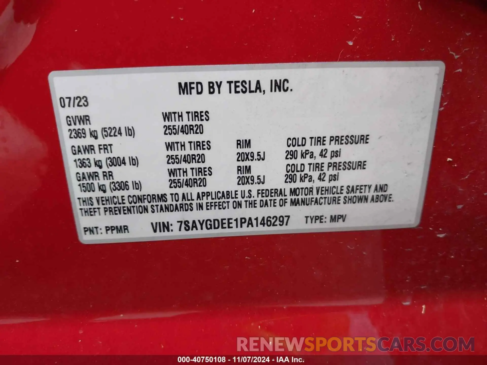 9 Photograph of a damaged car 7SAYGDEE1PA146297 TESLA MODEL Y 2023
