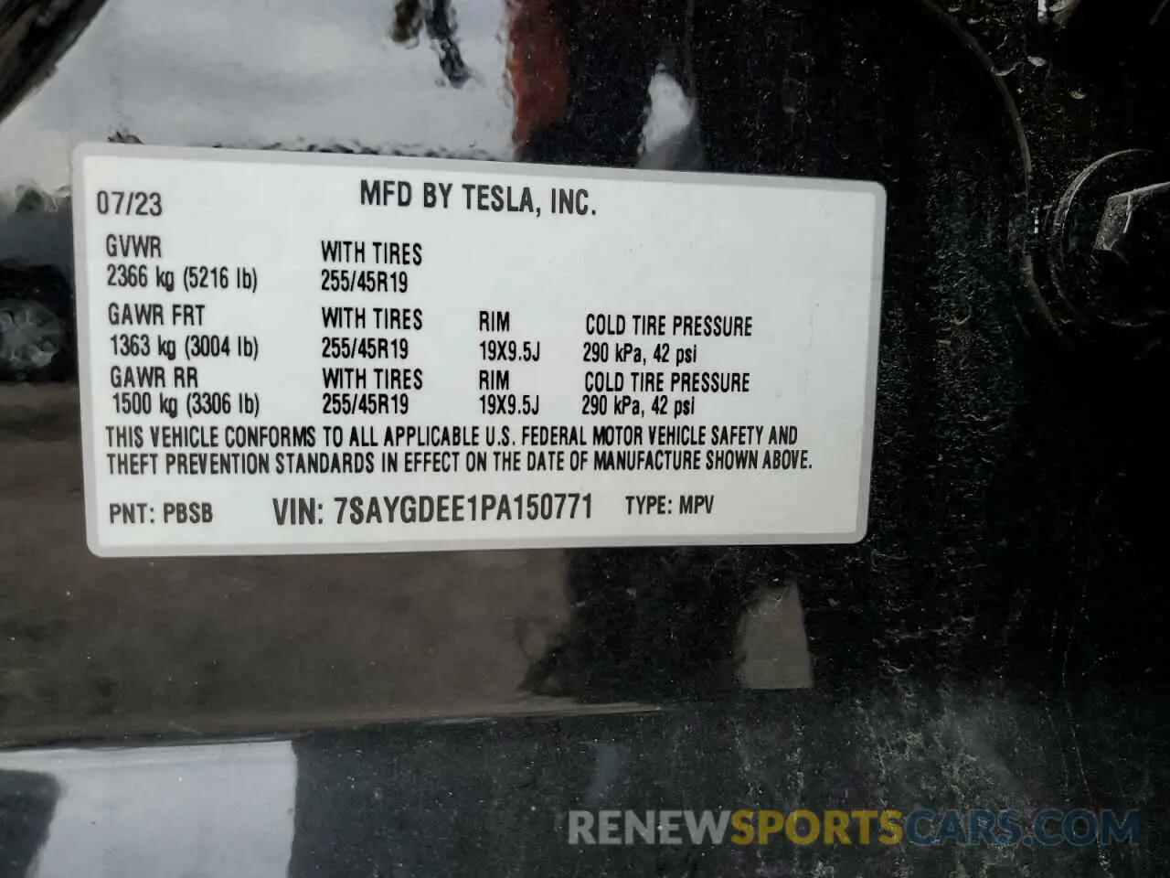 13 Фотография поврежденного автомобиля 7SAYGDEE1PA150771 TESLA MODEL Y 2023
