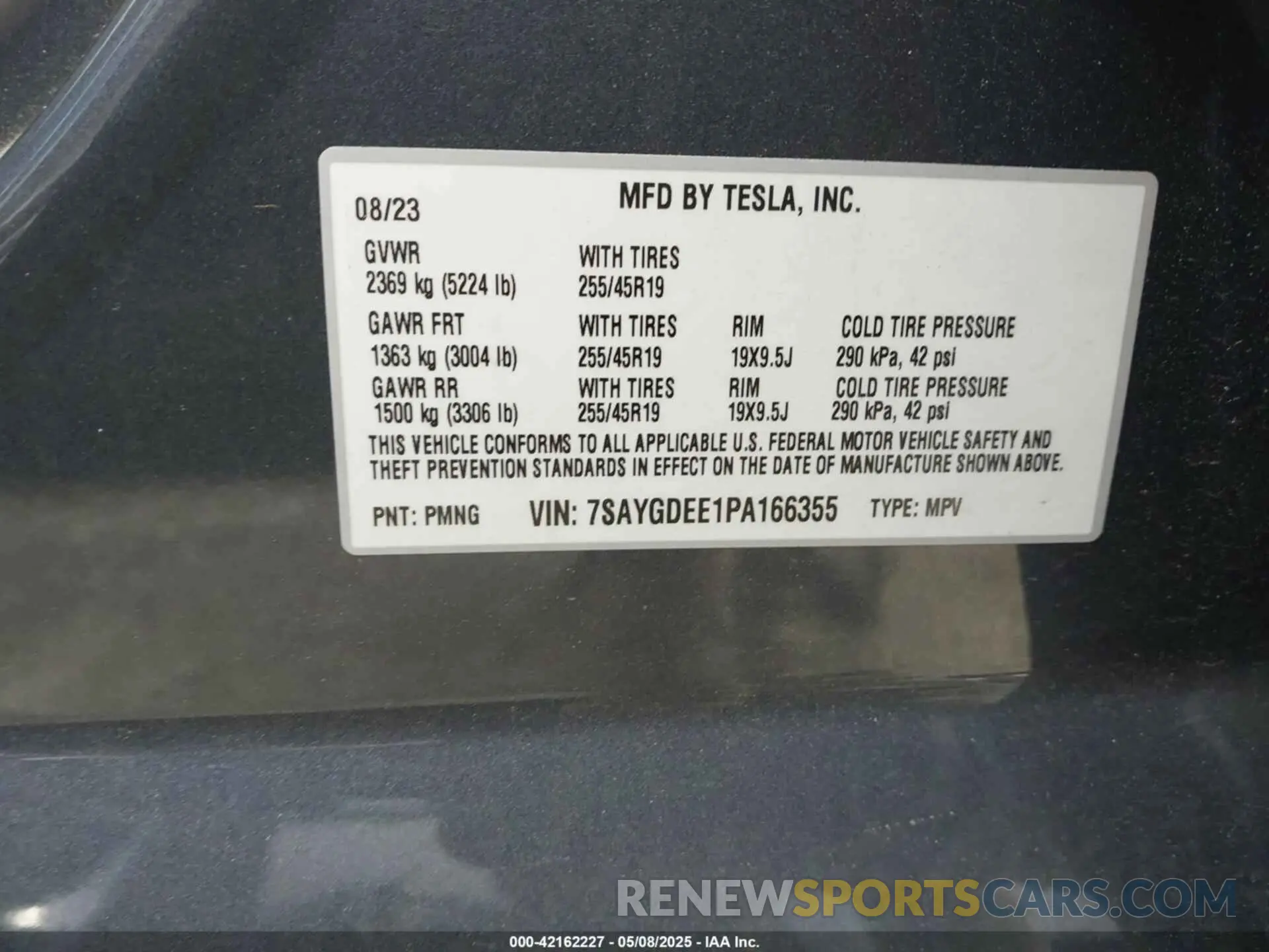 9 Photograph of a damaged car 7SAYGDEE1PA166355 TESLA MODEL Y 2023