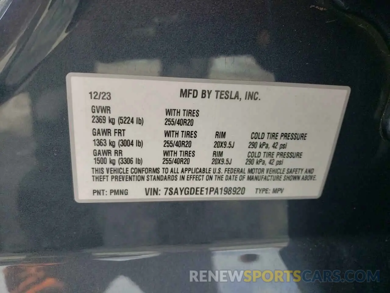 15 Фотография поврежденного автомобиля 7SAYGDEE1PA198920 TESLA MODEL Y 2023