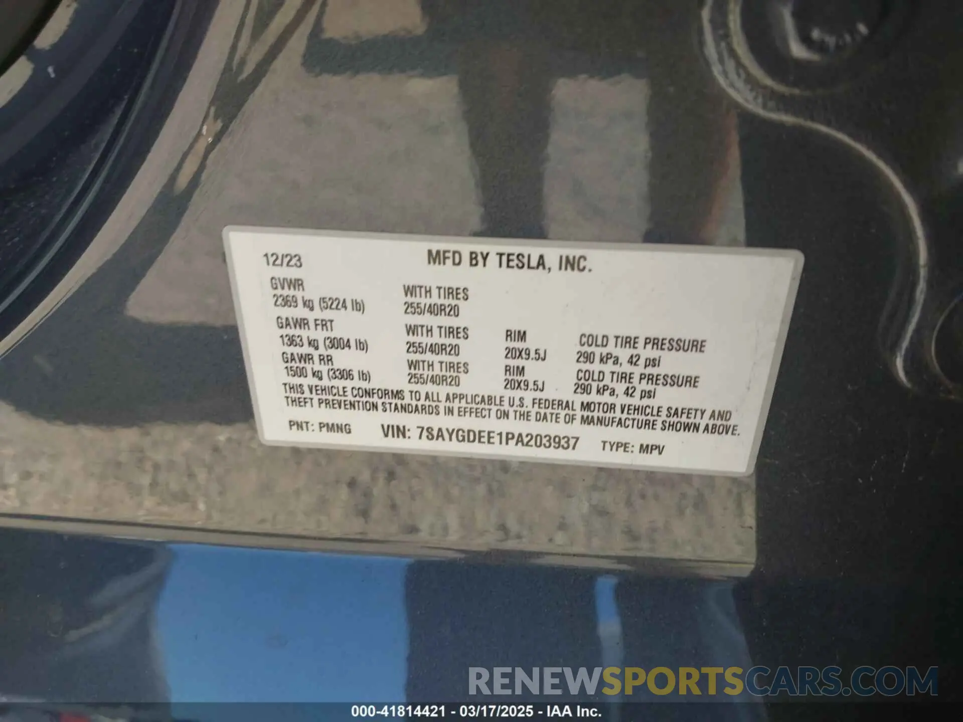 9 Фотография поврежденного автомобиля 7SAYGDEE1PA203937 TESLA MODEL Y 2023