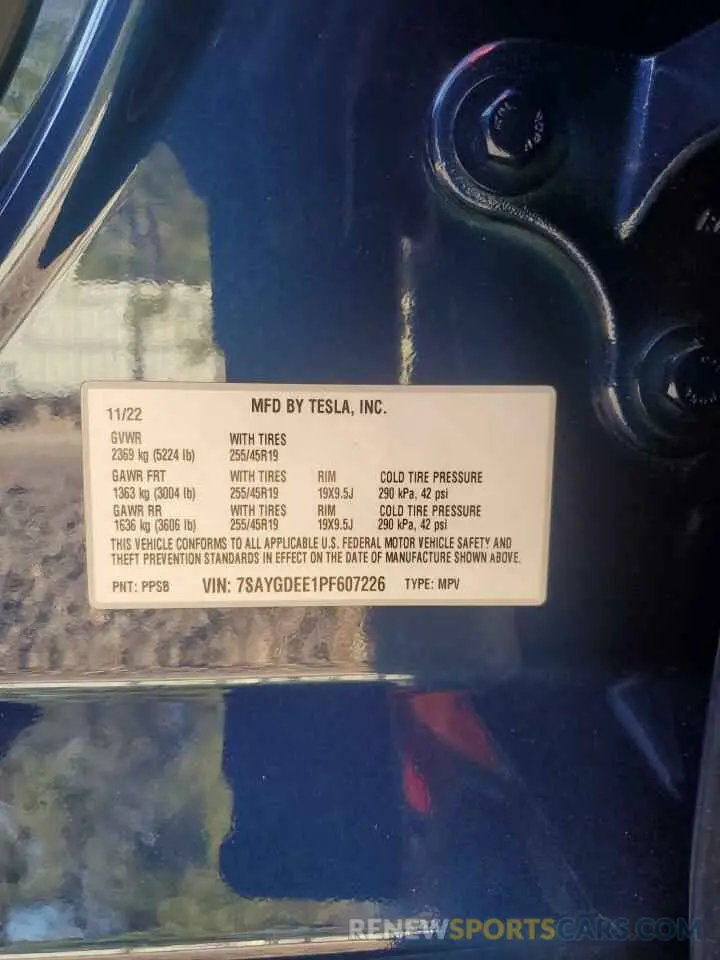 12 Photograph of a damaged car 7SAYGDEE1PF607226 TESLA MODEL Y 2023