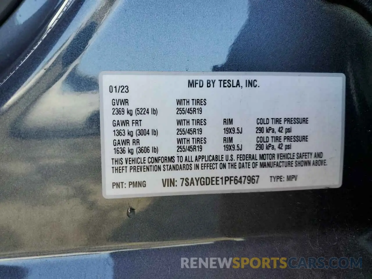 13 Фотография поврежденного автомобиля 7SAYGDEE1PF647967 TESLA MODEL Y 2023