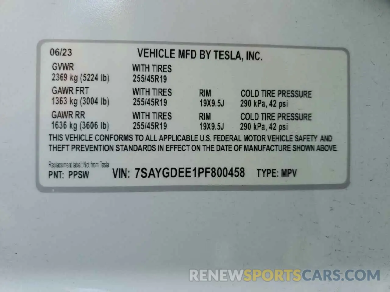 12 Фотография поврежденного автомобиля 7SAYGDEE1PF800458 TESLA MODEL Y 2023