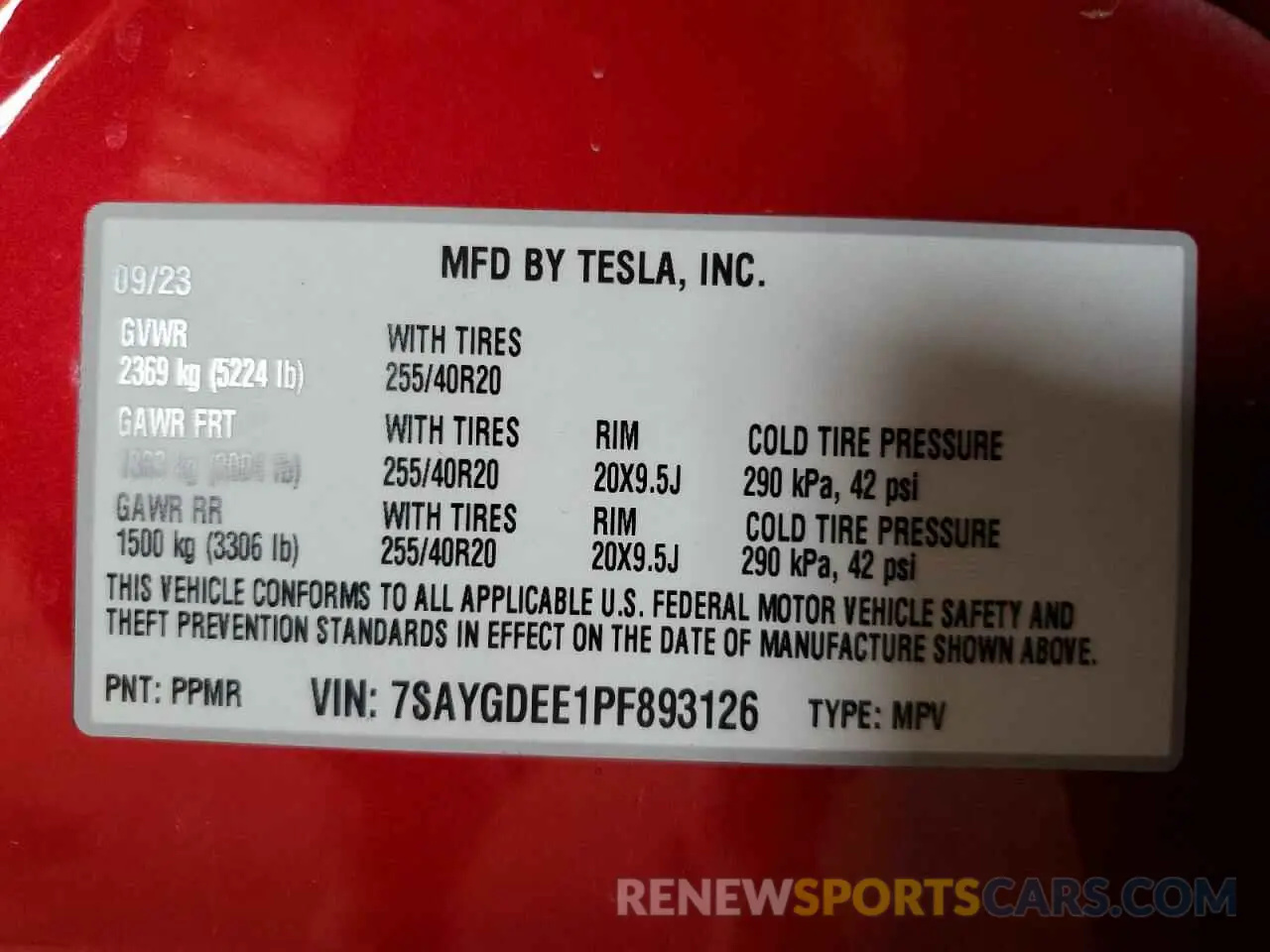 12 Фотография поврежденного автомобиля 7SAYGDEE1PF893126 TESLA MODEL Y 2023