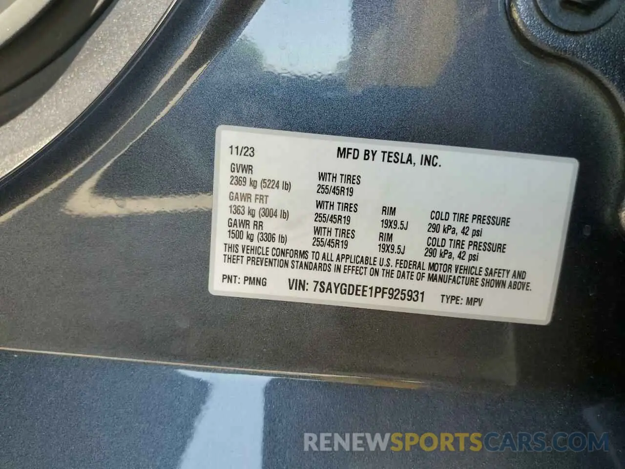 14 Фотография поврежденного автомобиля 7SAYGDEE1PF925931 TESLA MODEL Y 2023